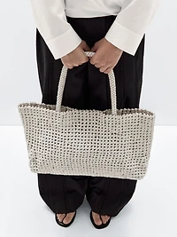 Sac cabas tressé en cuir nappa