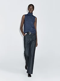 Turtleneck knit vest