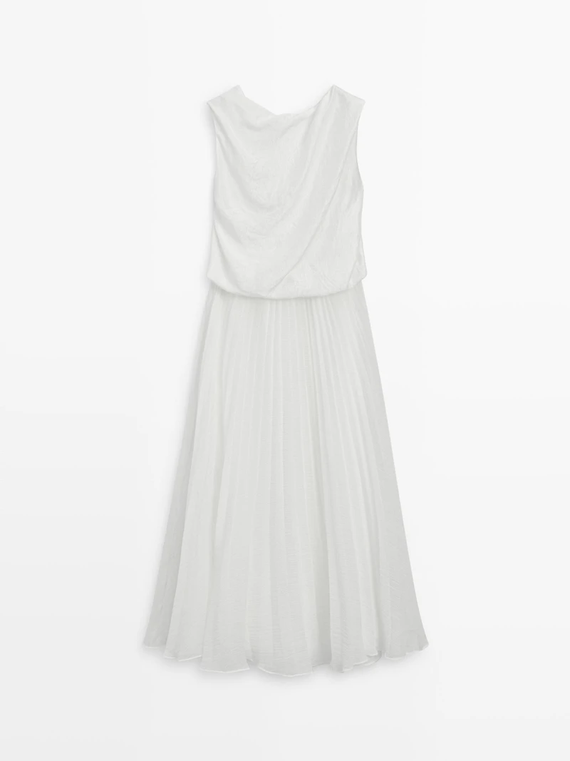 Robe longue combinée détail plissé