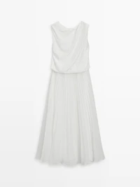 Robe longue combinée détail plissé
