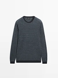 Linen sweater with striped detail