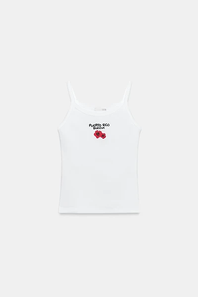 EMBROIDERED STRAP TOP