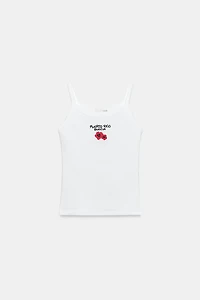 EMBROIDERED STRAP TOP