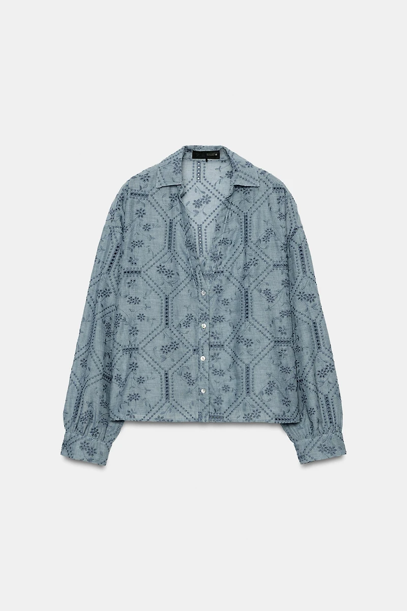 EMBROIDERED EYELET SHIRT