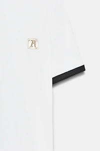 ZARA TRIM T-SHIRT WITH BROOCH