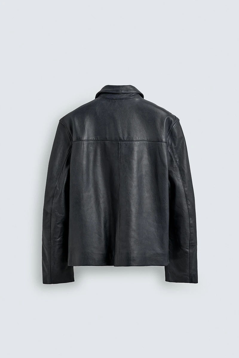 BLOUSON EN CUIR COUPE DÉCONTRACTÉE