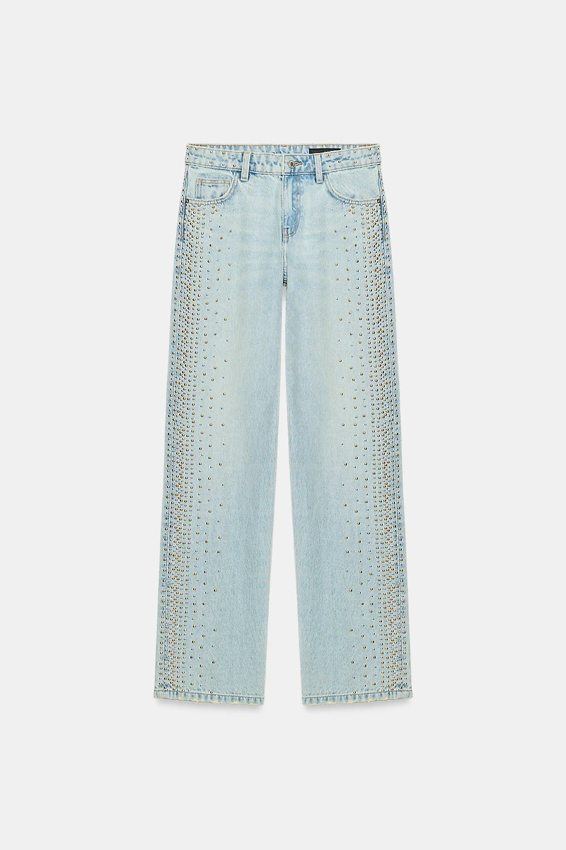 Z1975 MID-RISE STUDDED STRAIGHT JEANS
