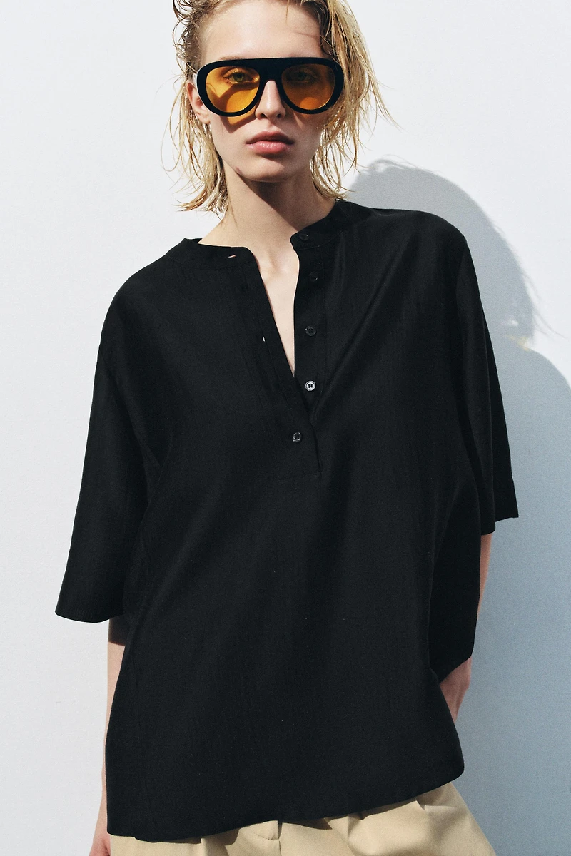 ZW COLLECTION FLOWY SHORT SLEEVE BLOUSE