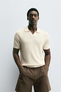 RIBBED KNIT POLO SHIRT