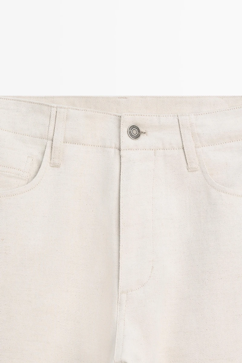 Cotton and linen tapered fit jeans
