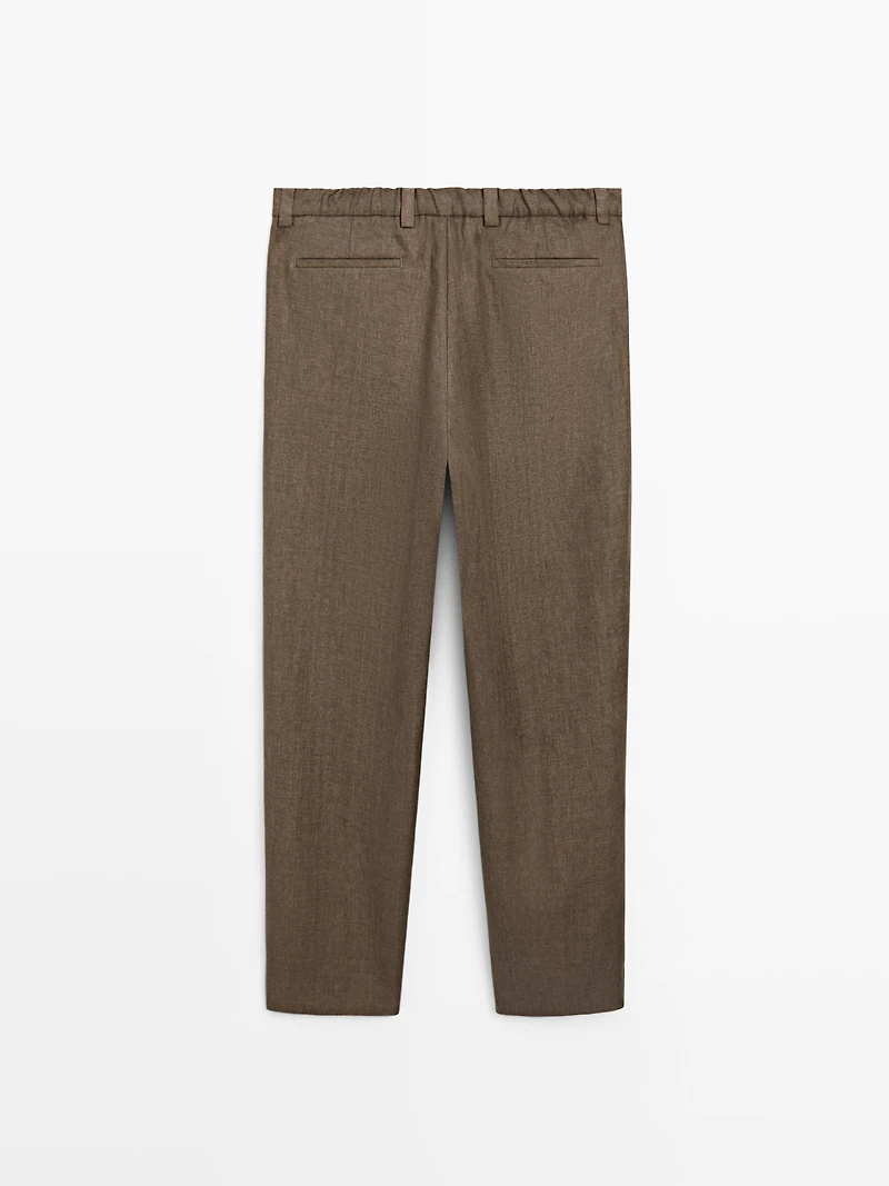Pantalon à chevrons en lin total look