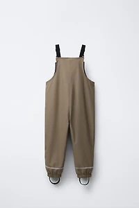 RUBBERIZED WATER-RESISTANT OVERALLS WITH FLEECE LINING