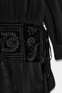 EMBROIDERED SASH COMBINATION DRESS ZW COLLECTION