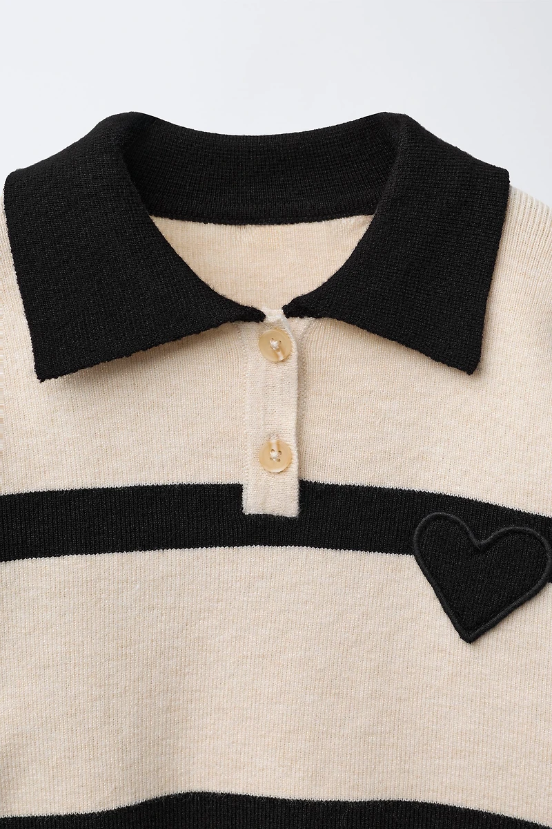 POLO EN MAILLE RAYURES CŒUR