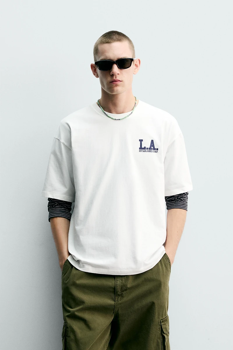 RELAXED FIT WASHED PRINT T-SHIRT