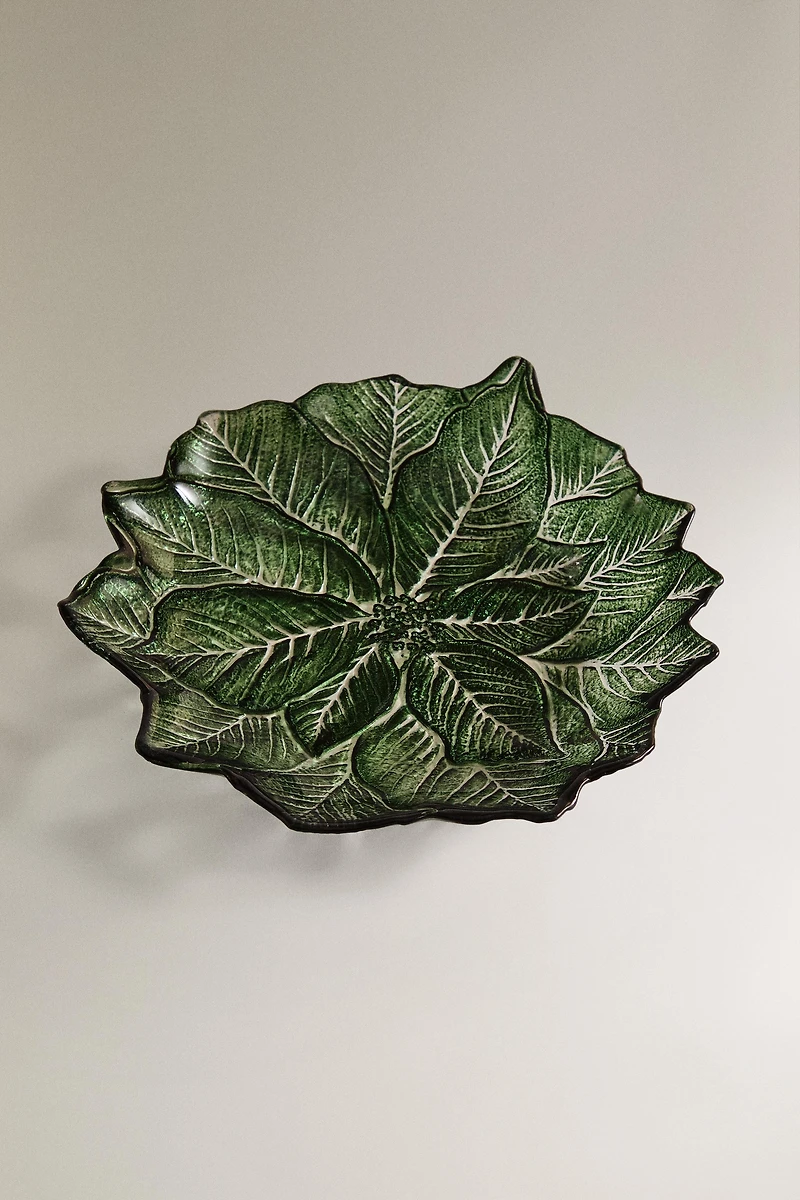 CHRISTMAS GLASS FLOWER DESSERT PLATE