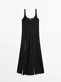 Long flowing linen blend dress