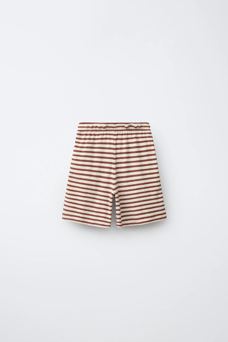 TOWEL EFFECT STRIPED T-SHIRT AND BERMUDA SET