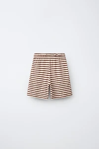 TOWEL EFFECT STRIPED T-SHIRT AND BERMUDA SET