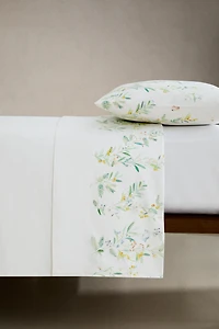 SATEEN DUVET COVER LEAVES AND FLOWERS