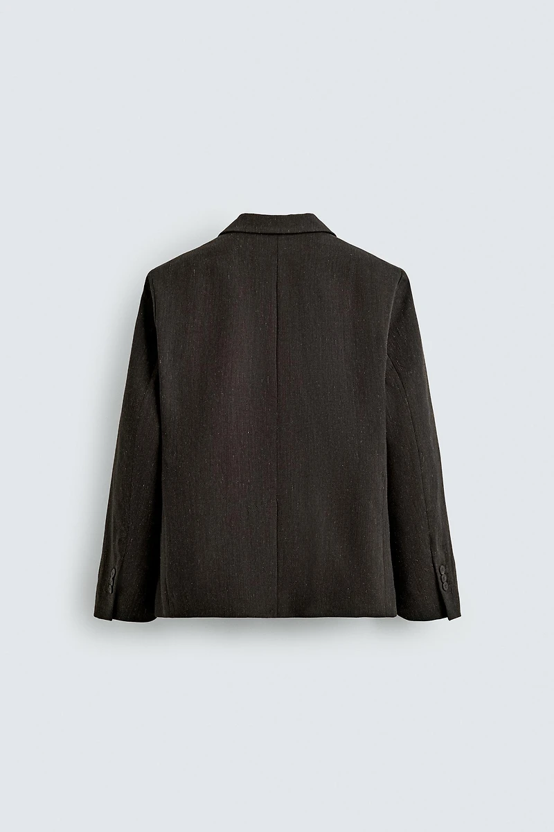DOUBLE BREASTED WOOL BLEND SUIT JACKET