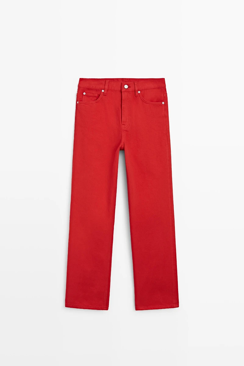 Straight-leg high-waist jeans
