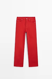 Straight-leg high-waist jeans