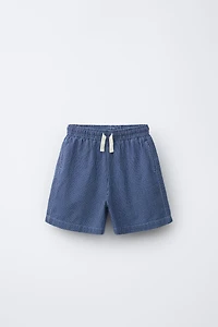 BERMUDA EN JEAN SOFT FLUIDE À RAYURES