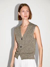 Veste sans manches en maille moulinée à col V