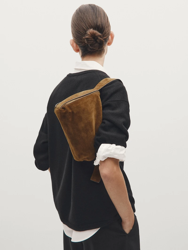 Small split leather shoulder bag