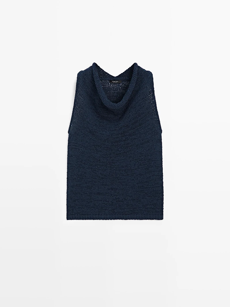 Top en maille à encolure drapée