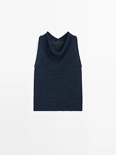 Top en maille à encolure drapée
