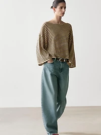 100% cotton striped knit sweater