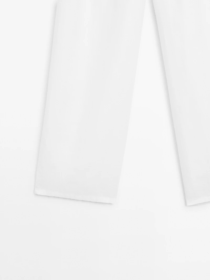 100% linen wide-leg mid-rise trousers