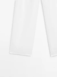 100% linen wide-leg mid-rise trousers