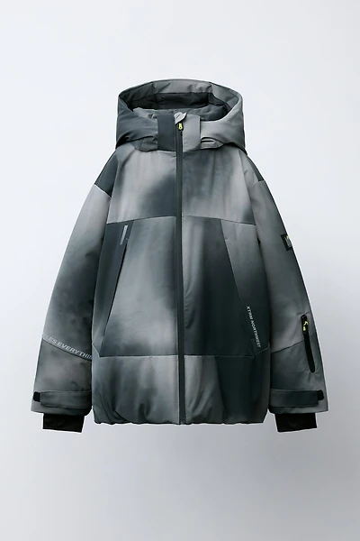 RECCO® SYSTEM SKI COLLECTION TIE DYE WATER RESISTANT AND WINDPROOF DETACHABLE HOODIE JACKET