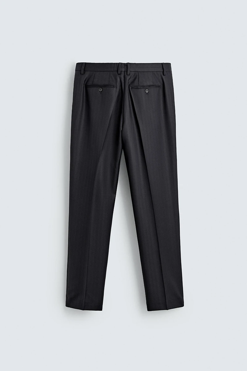 100% WOOL PINSTRIPE SUIT PANTS