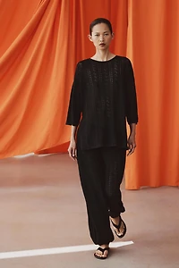POINTELLE KNIT TOP WITH CUT-OUTS