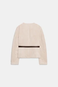 FAUX SUEDE BELTED BLAZER