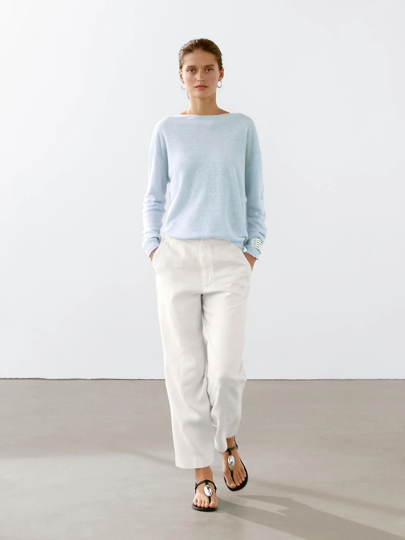 Pull col bateau 100 % lin