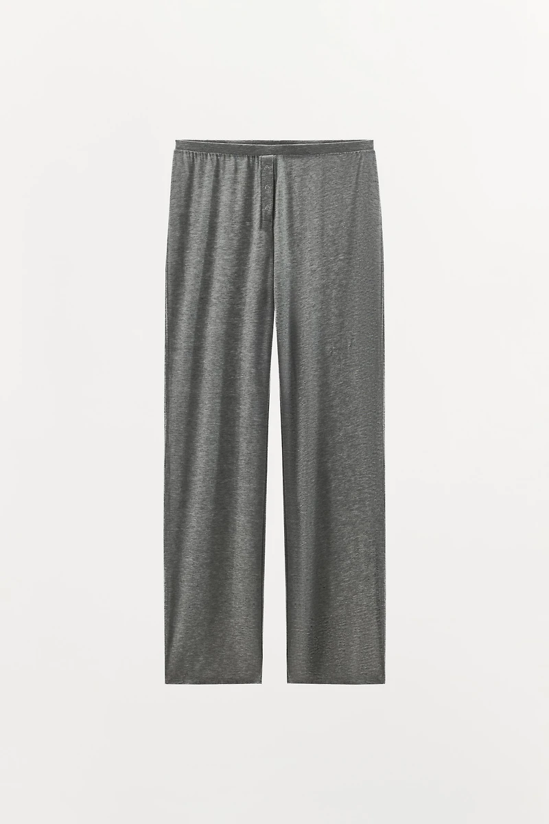 LYOCELL BLEND PANTS WITH BUTTONS