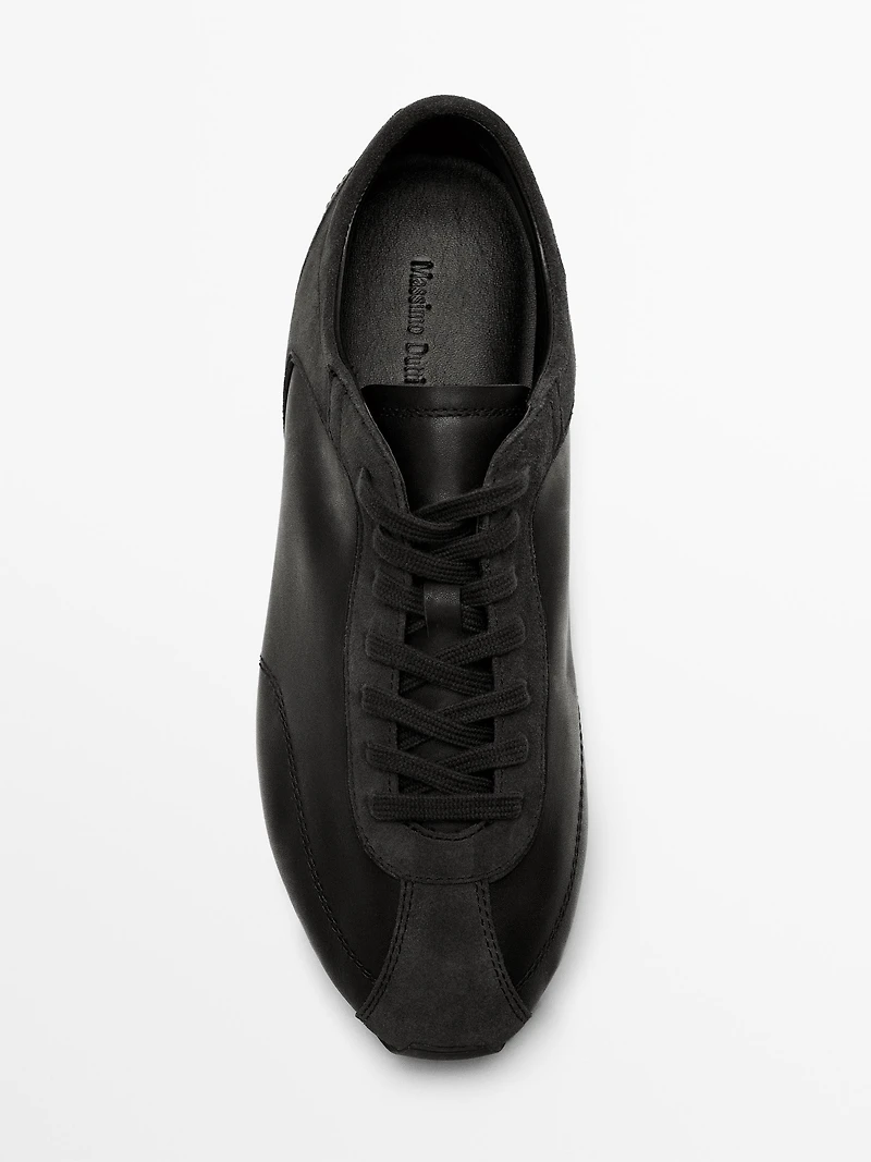 Leather trainers with thin sole