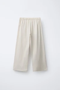 WIDE LEG BEADED PANTS WITH LINEN AND COTTON
