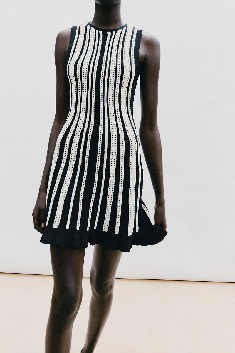 STRIPED KNIT MINI DRESS