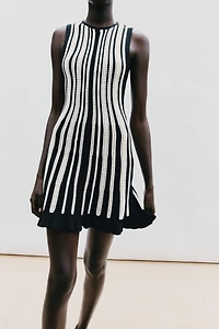 STRIPED KNIT MINI DRESS