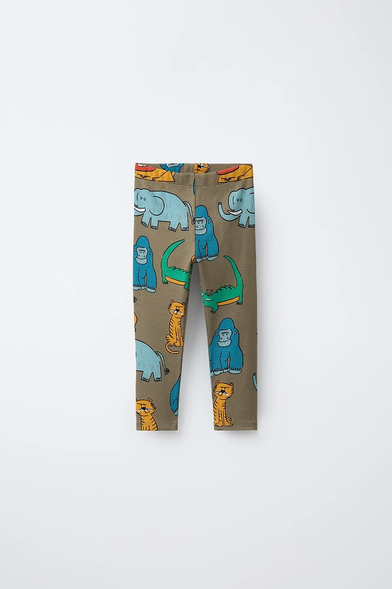 LEGGING CÔTELÉ IMPRIMÉ ANIMAUX