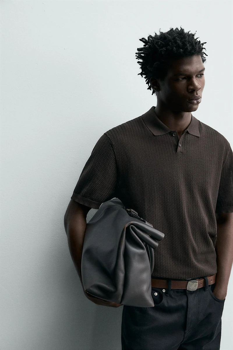 POLO REGULAR FIT EN MAILLE STRUCTURÉE
