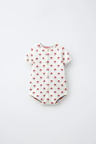 LITTLE HOUSES JACQUARD KNIT ROMPER