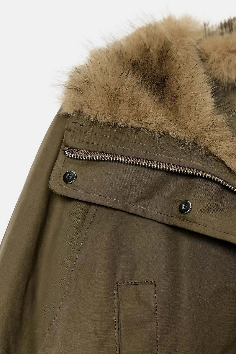 FAUX FUR INTERIOR PADDED PARKA