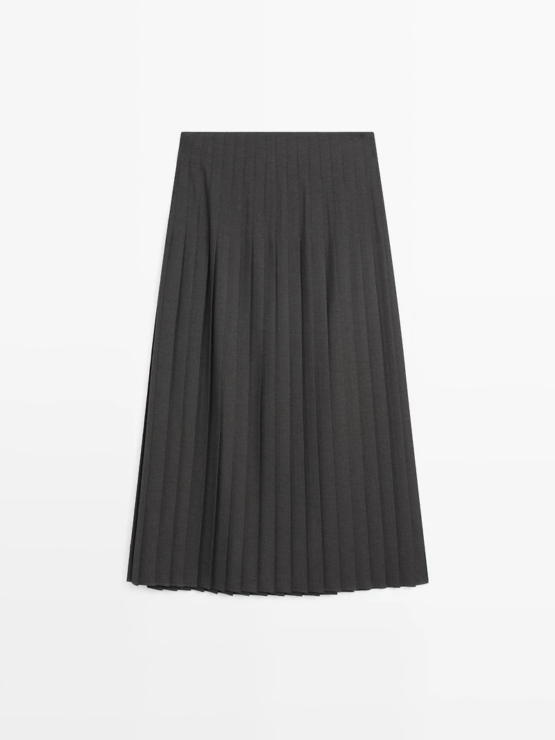 Jupe midi plissée applique